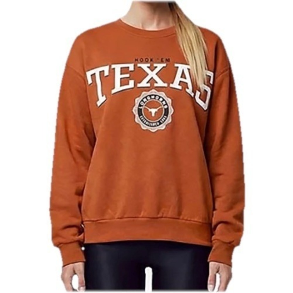 Pressbox *NEW* Women's Plus 2XL Texas Longhorns Orange Oversize Crew Sweatshirt